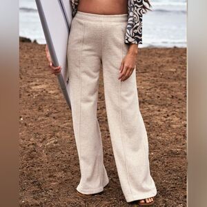 Outerknown Hightide Wide Leg Terrycloth Beach Lounge Pant in Oatmeal